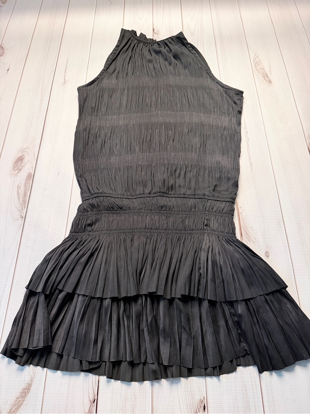 Current Air Black Sleeveless Pleated Tiered Mini Dress - Picture 6 of 6